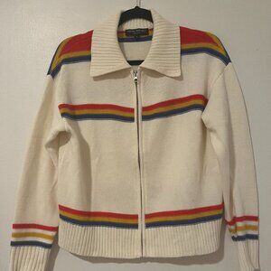 Designer cozy collar zip up cardigan